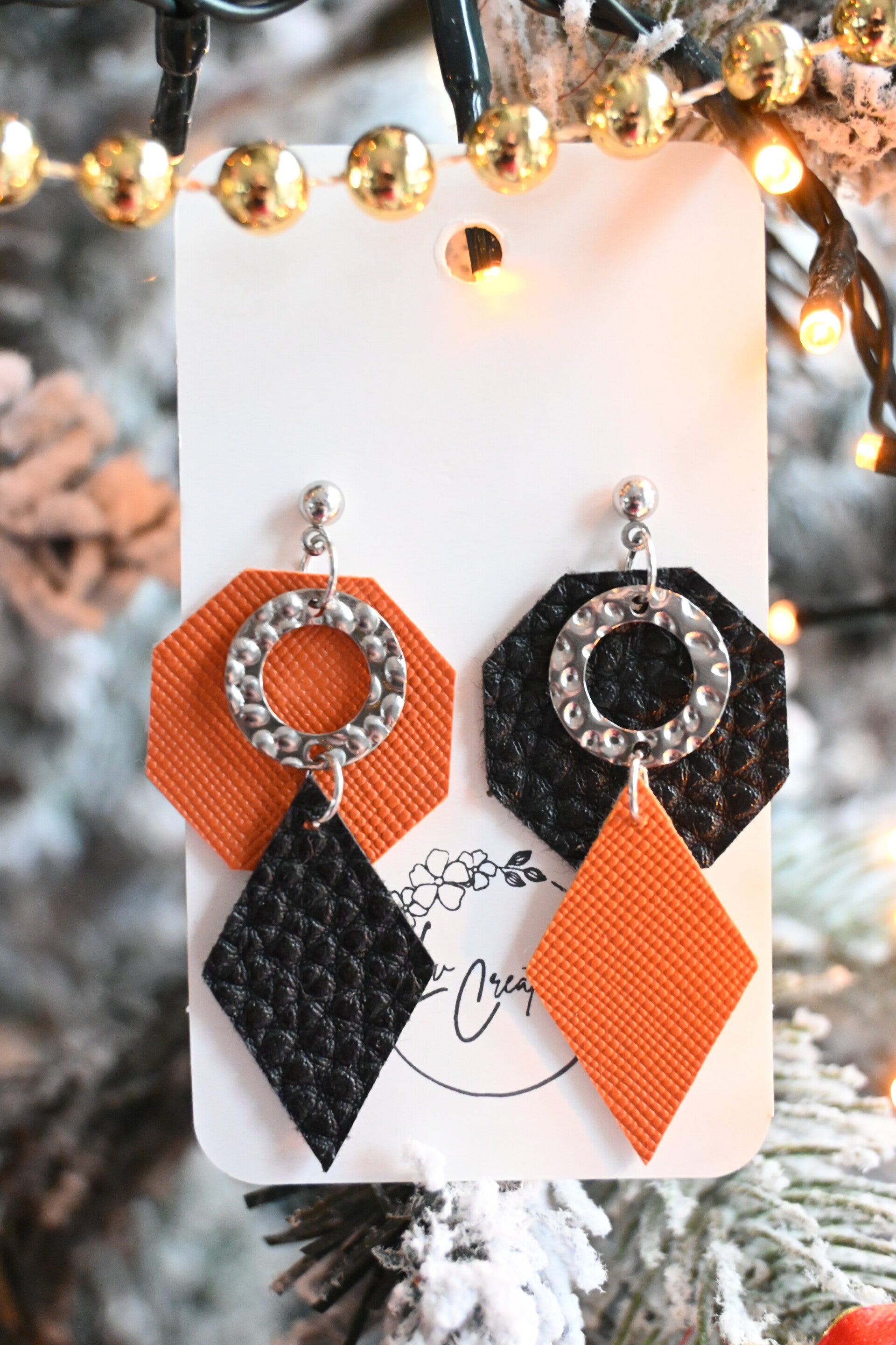 Lederen oorbellen - Maud