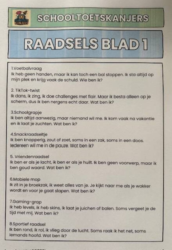 Bonus 8: 15 raadsels