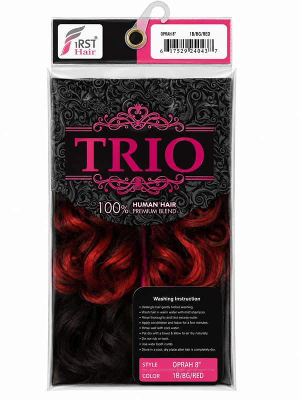 TRIO Human Hair Premium Blend – Oprah 8" (1B/BG/Red)