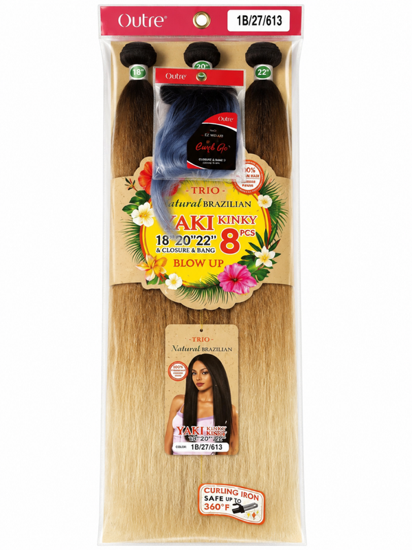 TRIO Natural Brazilian Yaki Kinky Blow Up – Color 1B/27/613 Human Hair Premium Blend