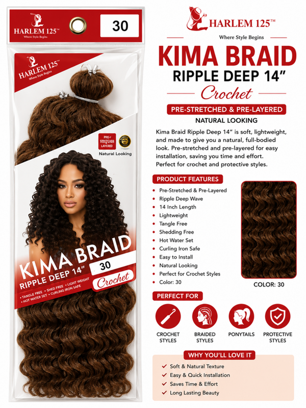 Harlem 125 Kima Braid Ripple Deep Crochet Hair – Color 30