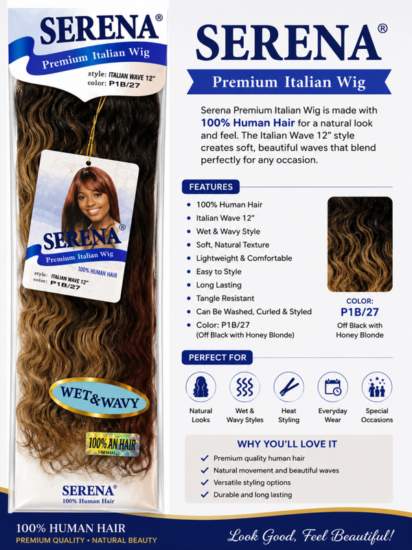 Serena Premium Italian Wig – Wet & Wavy 12"