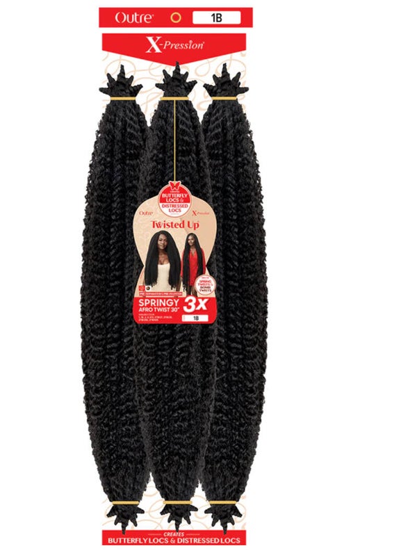 X-Pression Twisted Up Crochet Hair - 3x Springy Afro Twist 24 color 2T1B30