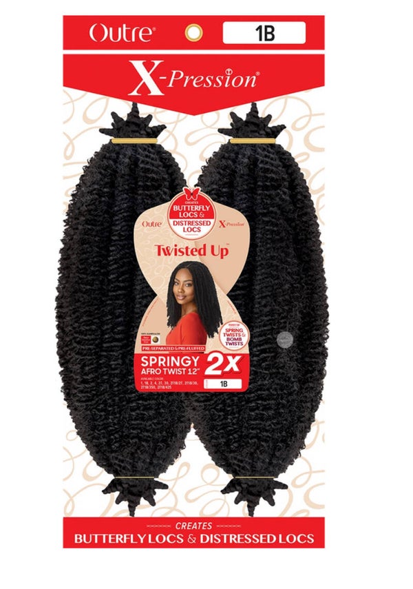 X-Pression Twisted Up Crochet Hair - 3x Springy Afro Twist 16 color 2T1B27