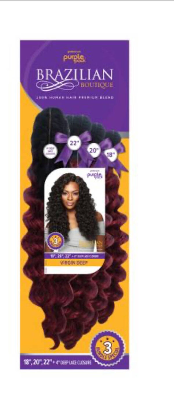 Human Hair Blend Weave Premium Purple Pack Brazilian Boutique Virgin deep