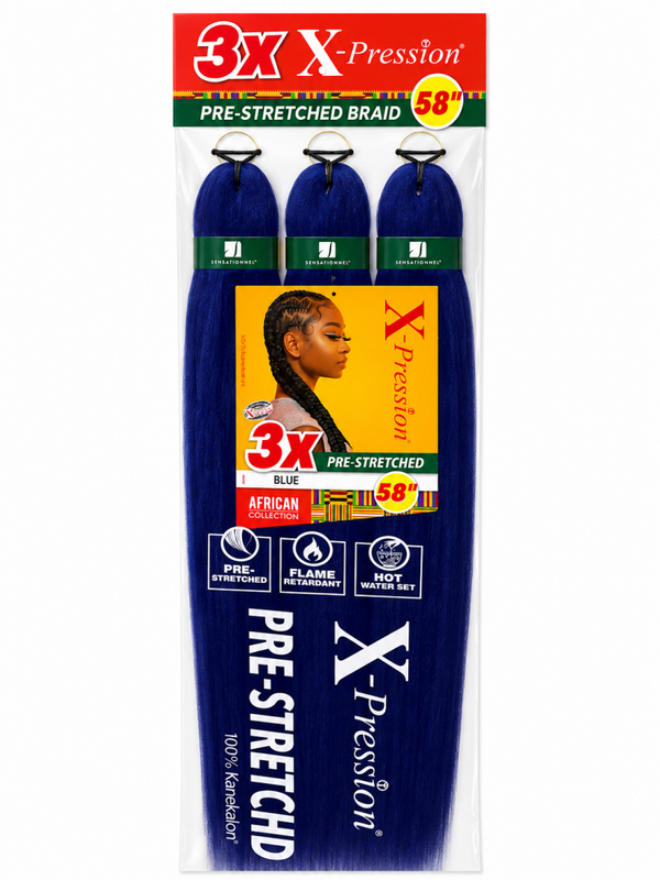 X-Pression Pre-Stretched Braid Hair – Blue (58")