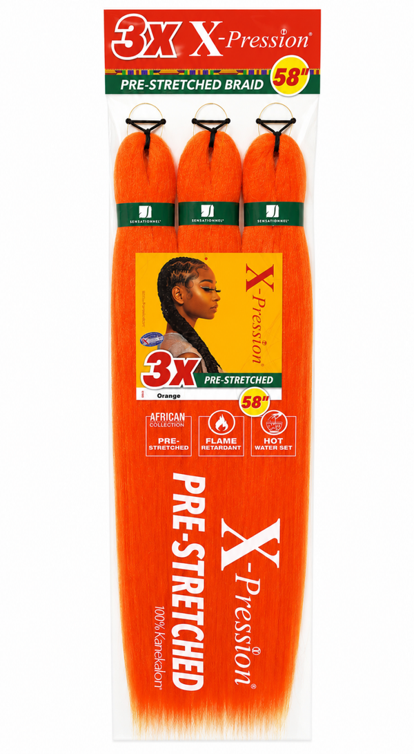 X-Pression Pre-Stretched Braid Hair – Orange (58")