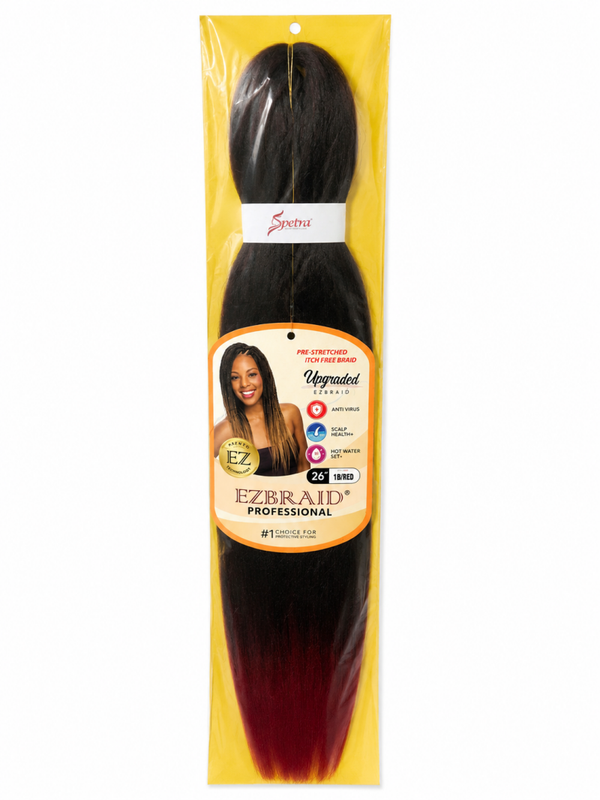 EZBRAID Professional Pre-Stretched Braid – Color 1B/Red (26")