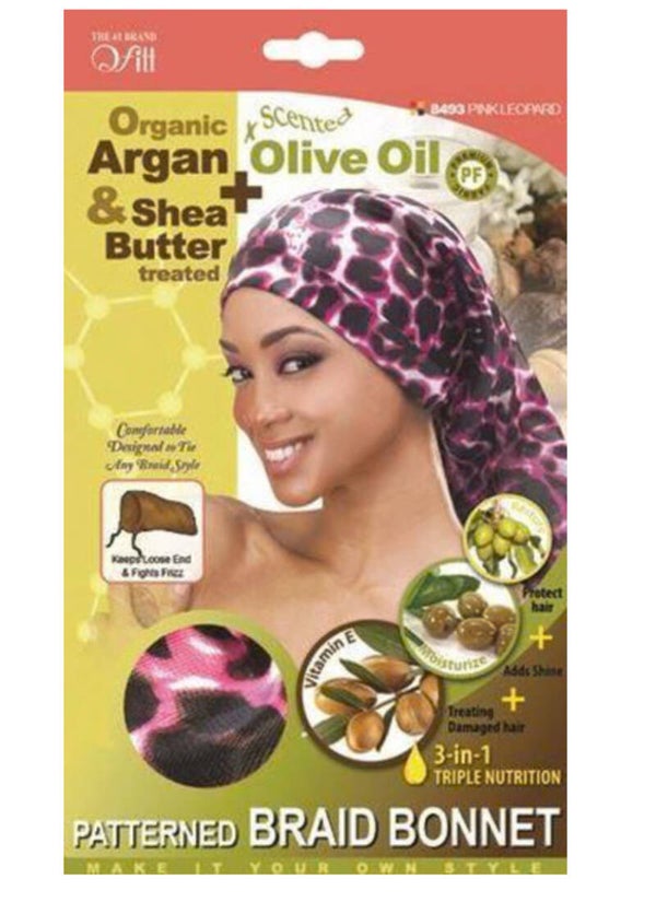 Qfitt Organic Argan & Shea Butter + Olive Oil Patterned Braid Bonnet