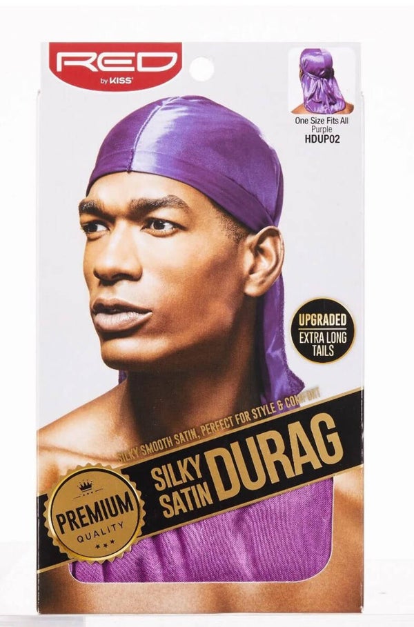 KISS - RED PREMIUM SILKY SATIN DURAG (PURPLE)