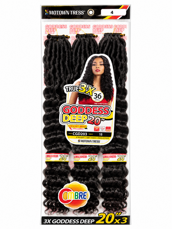 Motown Tress True 3X Goddess Deep Crochet Braid – 20" | Color 1B