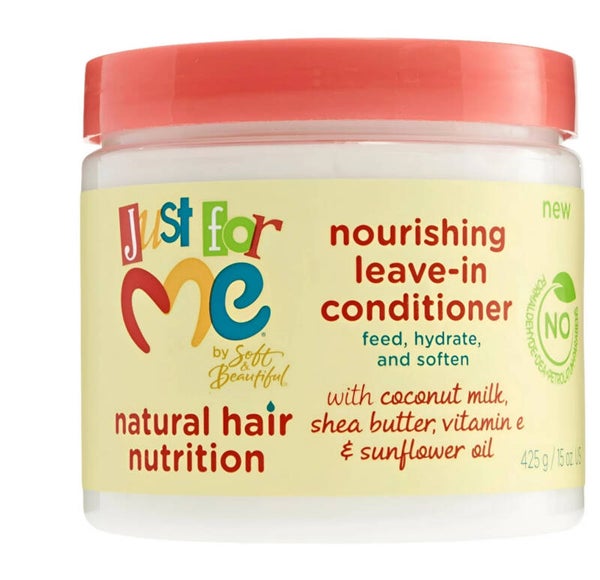 Just For Me Natural Hair Milk Nourishing Leave-In Conditioner - For Curly, Coily & Relaxed Hair. Contains Coconut Milk, Shea Butter & Sunflower Oil, 15 OZ
