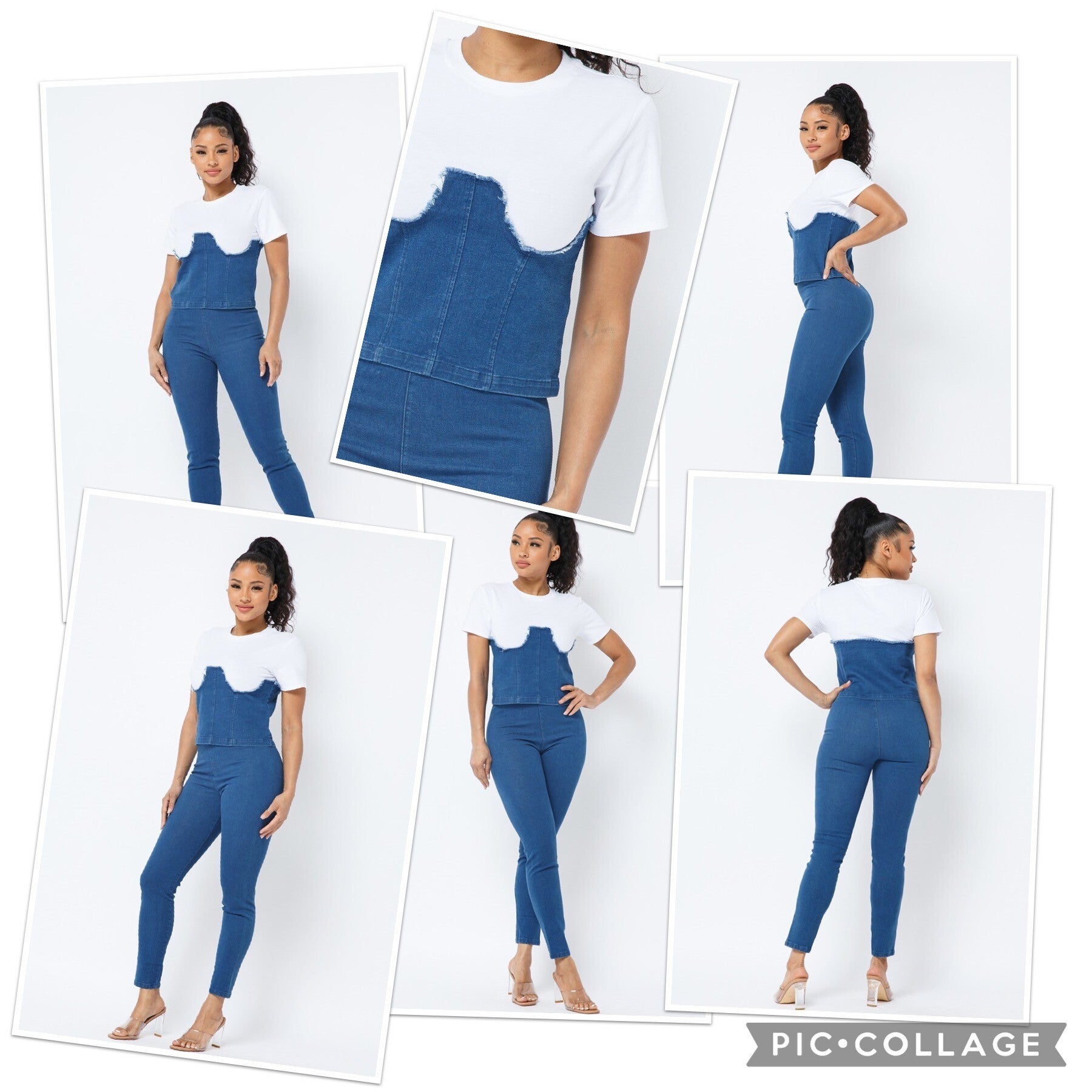 denim two-piece set