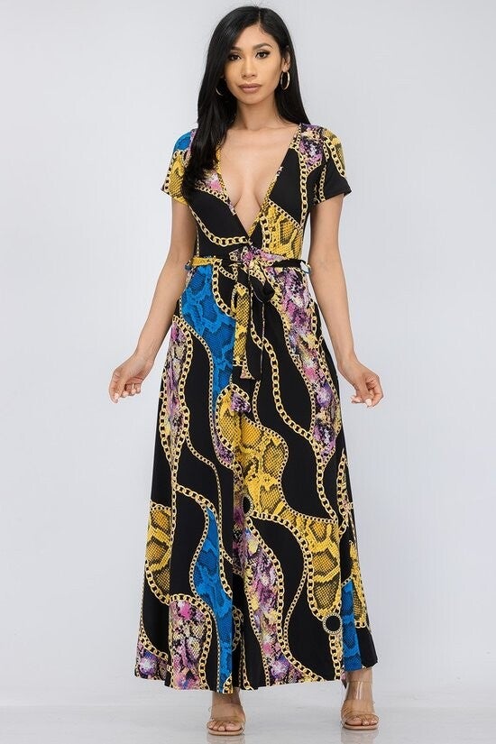 Striking multicolor chain print Dress