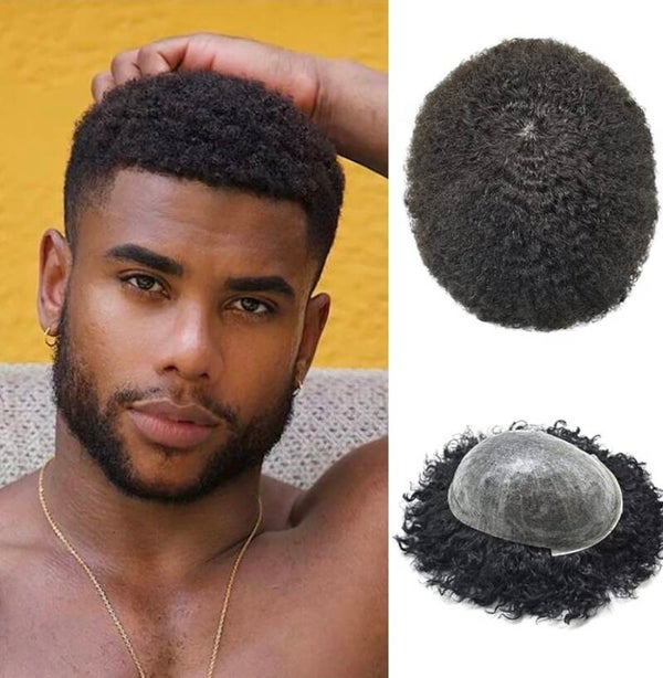 Toupee Human Hair Kinky Coily Afro Curly
