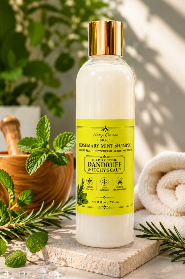 BIO-15 Rosemary Mint Shampoo – Dandruff Relief & Itchy Scalp Care | Healthy Hair Growth | 8 oz