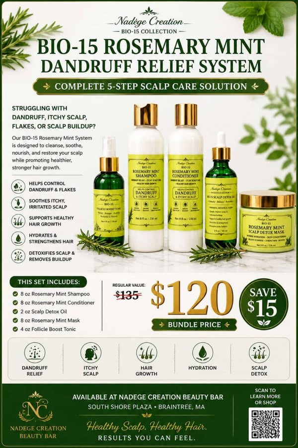 BIO-15 Rosemary Mint Dandruff Relief Set | Complete 5-Step Scalp Care System
