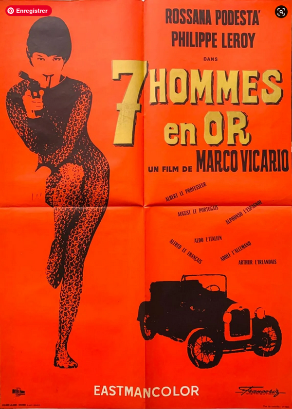 🇮🇹🇫🇷 7 HOMMES EN OR (1965) | Original French Movie Poster 81x58cm (32"x23")