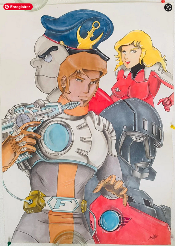 🇯🇵🇫🇷 CAPITAINE FLAM – Captain Future Crew (2020) | Original Fan Art Hand-Drawn Collector Illustration