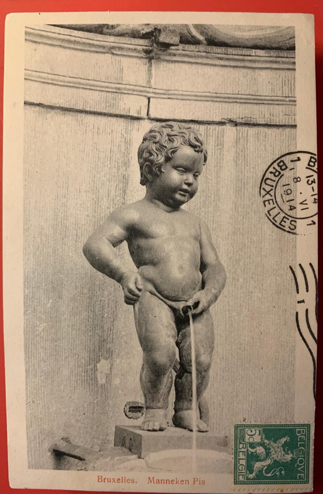 🇧🇪 CPA Vintage Postcard Bruxelles Brussels Manneken Pis 1914 Stamp THE COLLECTOR