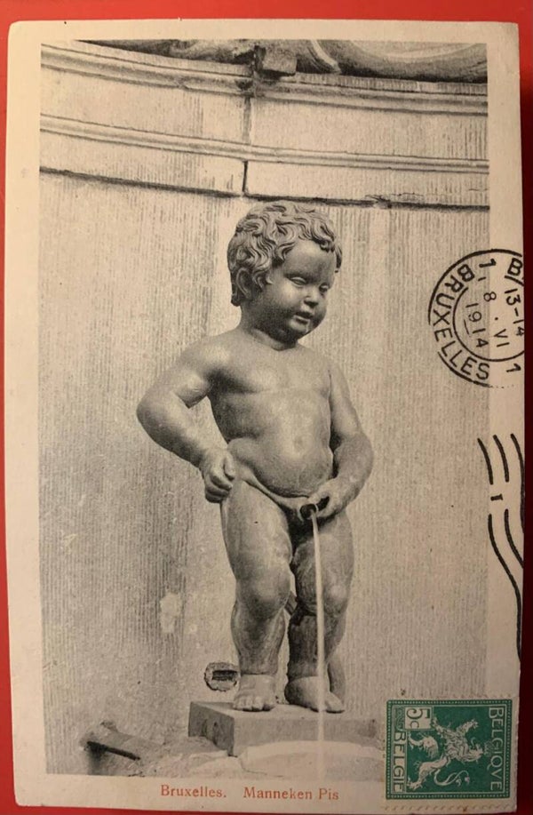 🇧🇪 CPA Vintage Postcard Bruxelles Brussels Manneken Pis 1914 Stamp THE COLLECTOR