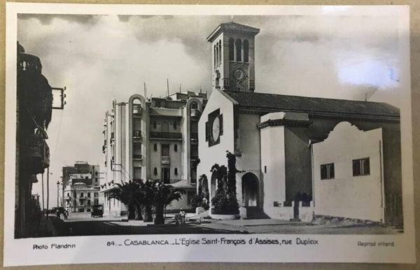 CPA Casablanca l'église Saint François D'Assises rue duplex