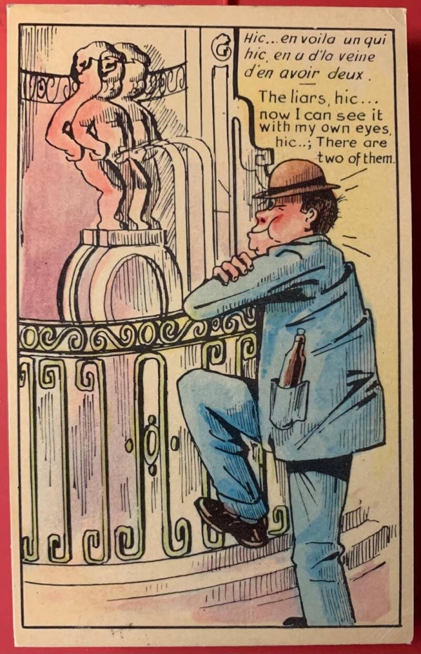 🇧🇪 CPA Humour Bruxelles Manneken Pis Soldat Amour Éternel Postcard Vintage