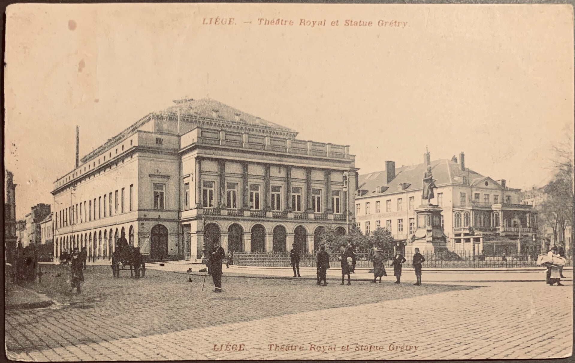 CPA Liège Théâtre Royal et Statue Gretry