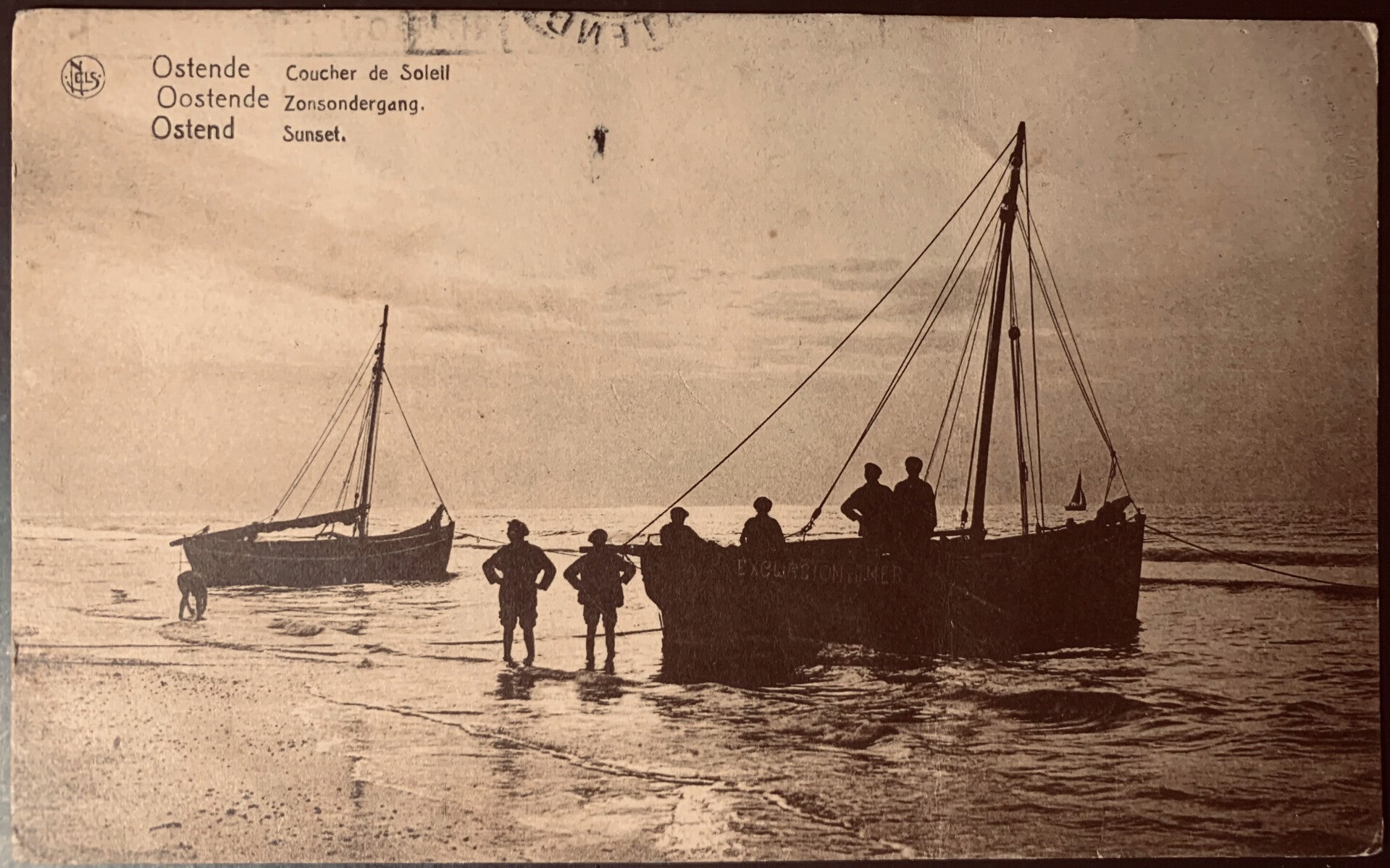 CPA Ostende Coucher de soleil