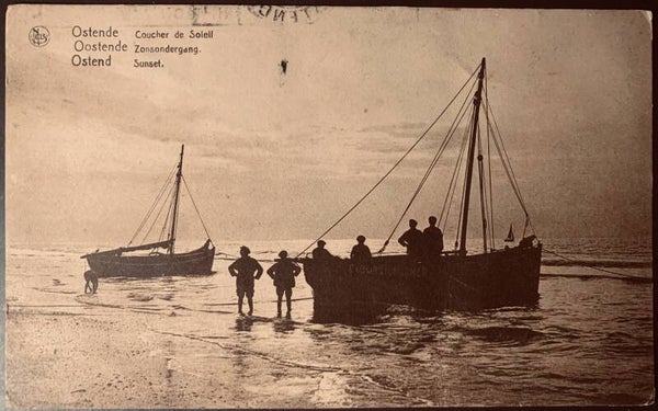 CPA Ostende Coucher de soleil