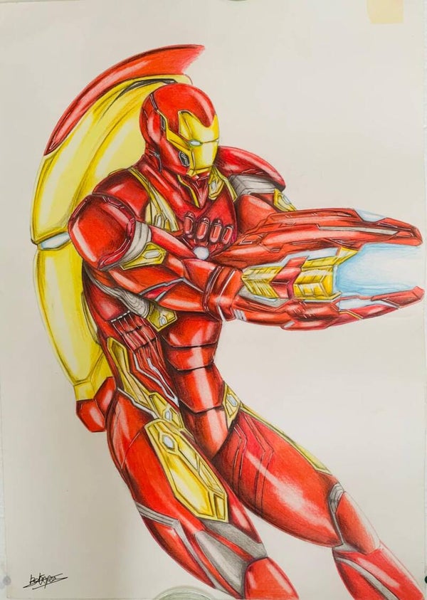 ⚡ Iron Man Marvel Dessin Original 59x42cm 手描き原画 / Vintage Art | The Collector