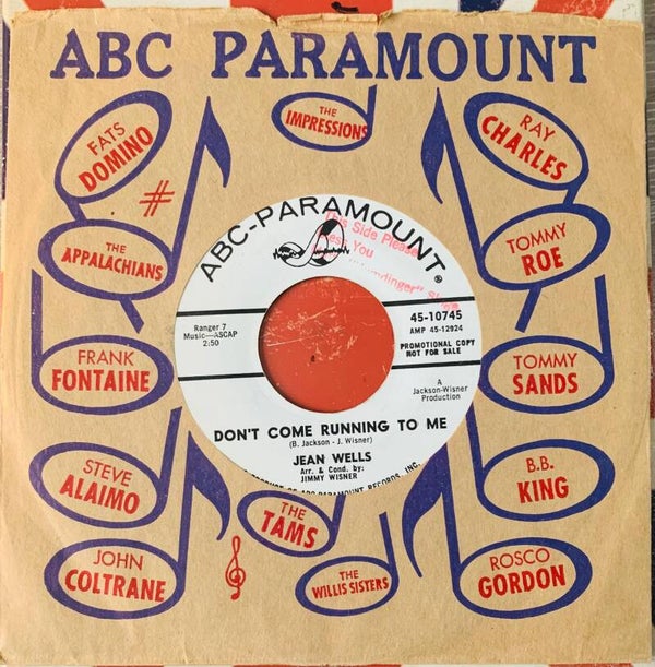 🇺🇸 JEAN WELLS – Don't Come Running To Me / Anytime – 7" Vinyl 1965 ABC-Paramount USA PROMO PRESS Excellent (EX) NORTHERN-SOUL THE COLLECTOR