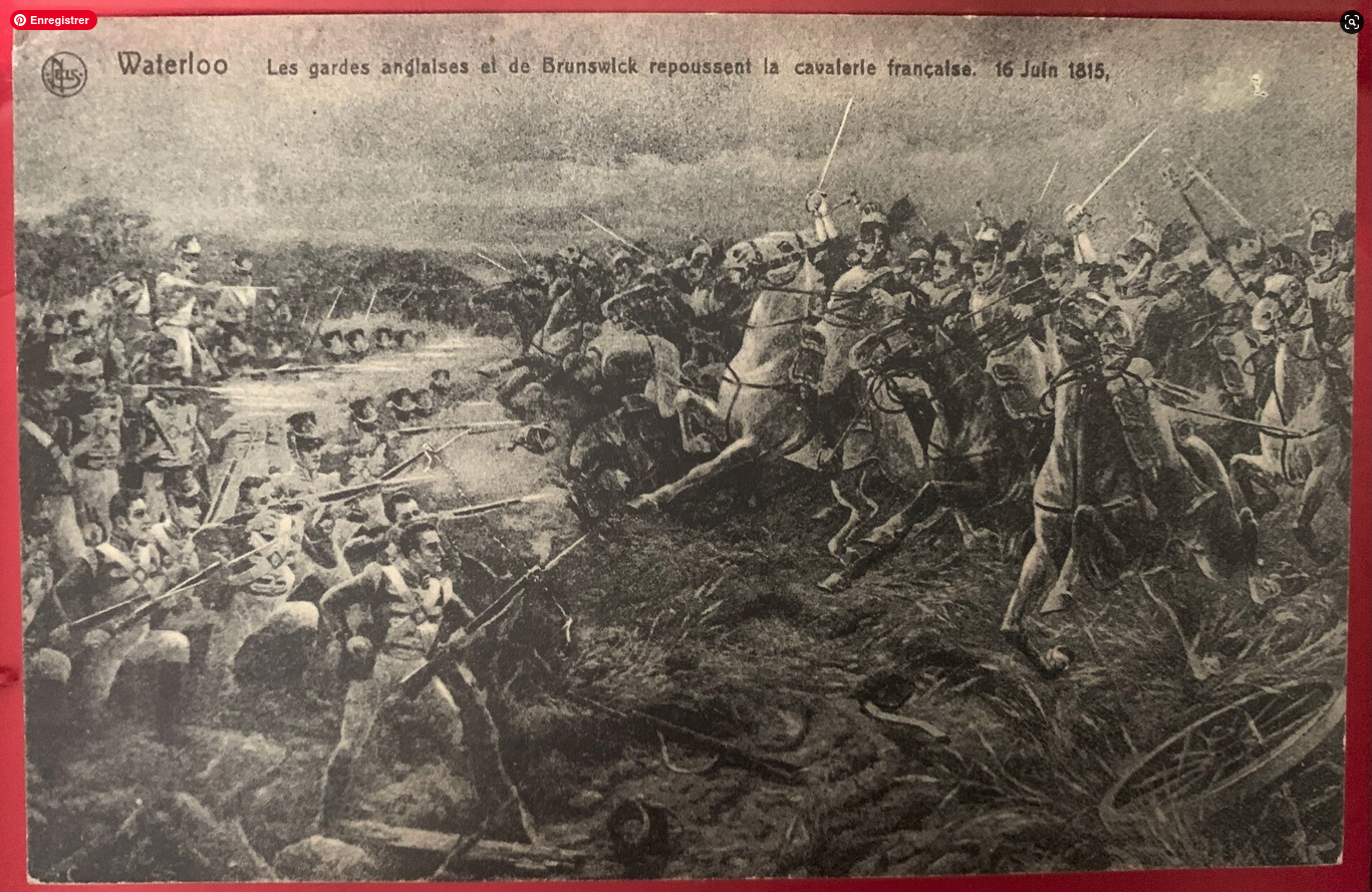 🇧🇪 BATAILLE DE WATERLOO / QUATRE BRAS – Les Gardes Anglaises (Oblitérée 1911) | Carte Postale Historique Postée d'Époque