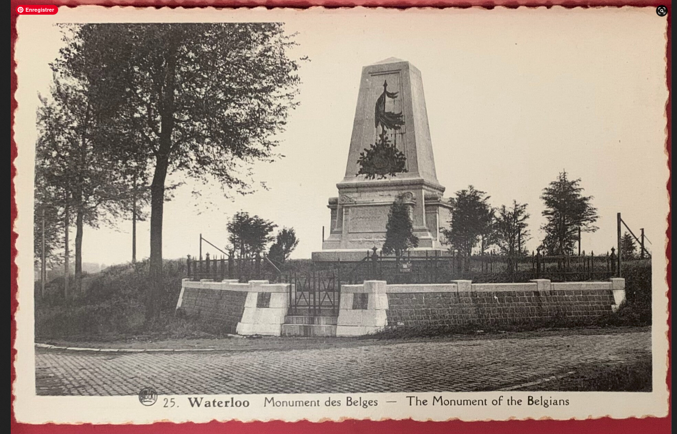 🇧🇪 WATERLOO – Monument des Belges (No. 25) | Carte Postale Historique d'Époque