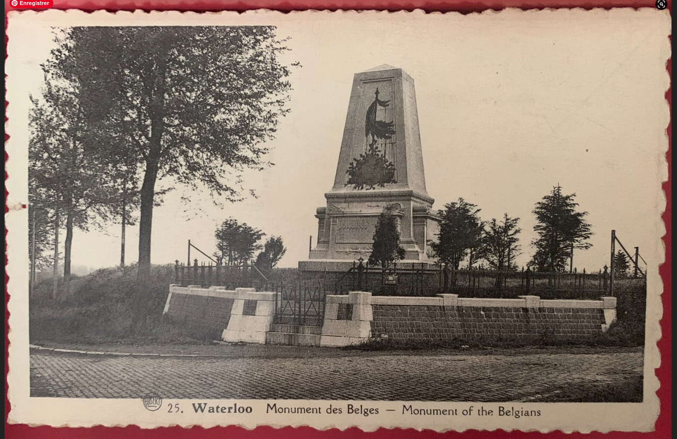 🇧🇪 WATERLOO – Monument des Belges (No. 25) | Carte Postale Historique d'Époque