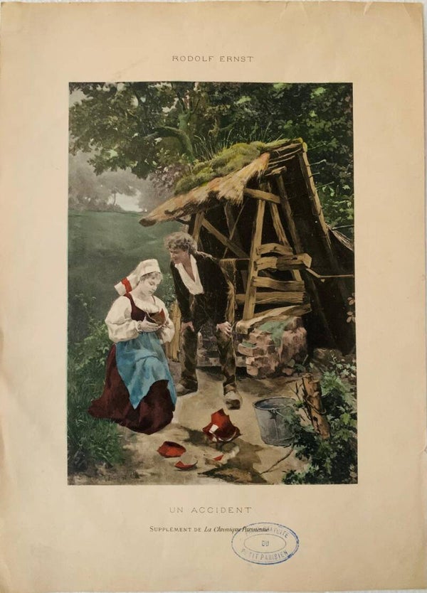 Gravure Ancienne Rodolf Ernst Un Accident Petit Parisien 1890 Art | The Collector