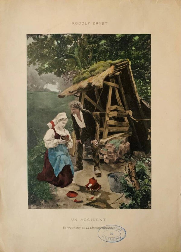 Gravure Ancienne Rodolf Ernst Un Accident Supplément Petit Parisien Chronique 19e