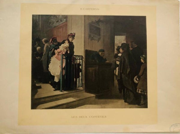 🇫🇷 Gravure Eugène Carteron Les Deux Cortèges Baschet / Antique Social Art | The Collector