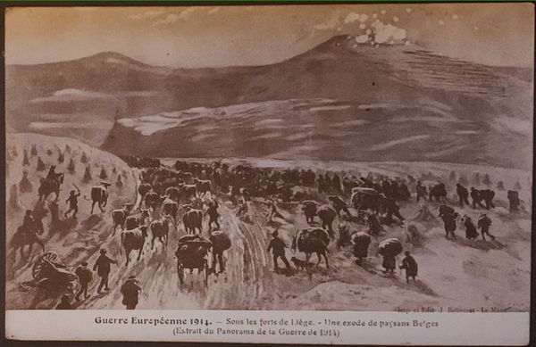 CPA 1914 exode de paysans Belges