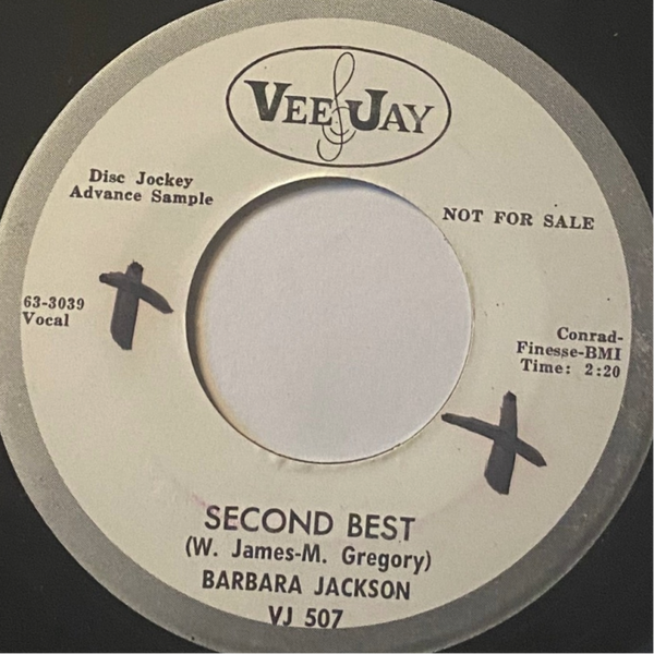 BARBARA JACKSON Second Best Vinyle 45T VEE-JAY 507 PROMO Rare Northern Soul 1963