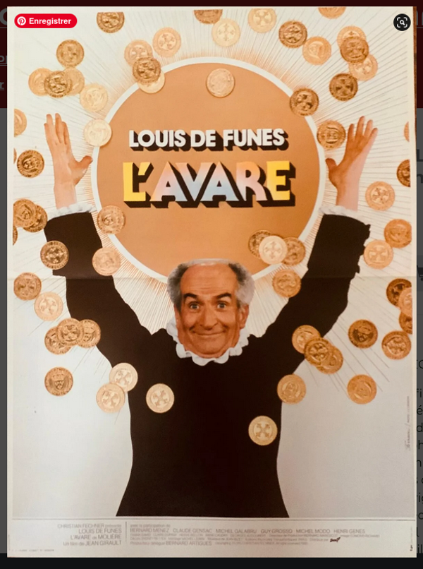 🇫🇷 L'AVARE (1980) | Original French Movie Poster 40x54cm (16"x21")