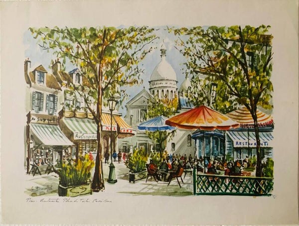 Lithographie Montmartre Sacré-Cœur G. Ducaffet / Original Paris Art Print | The Collector