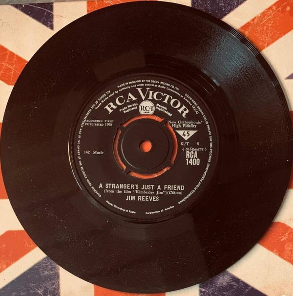 🔲 JIM REEVES – A Stranger's Just A Friend 7" Vinyl 1964 RCA Victor UK FIRST PRESS Excellent (EX) THE COLLECTOR