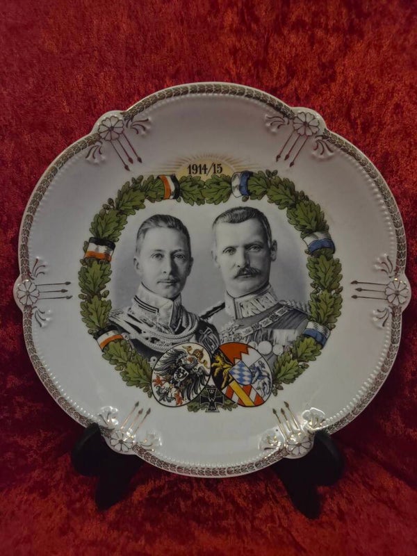 Porseleinen bord van Keizer Wilhelm en zoon 1914/1915