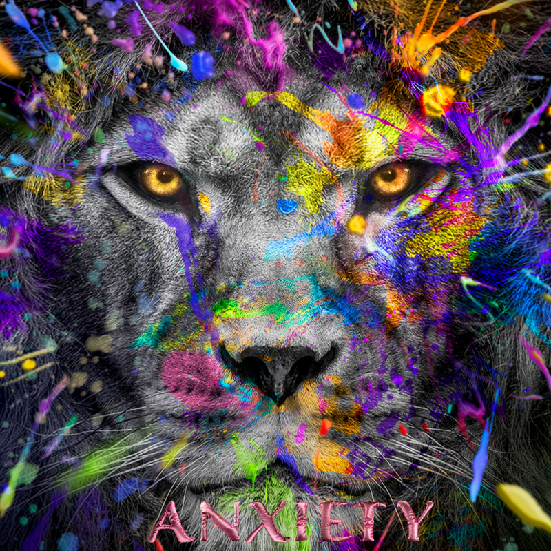 Lion in splatter paint