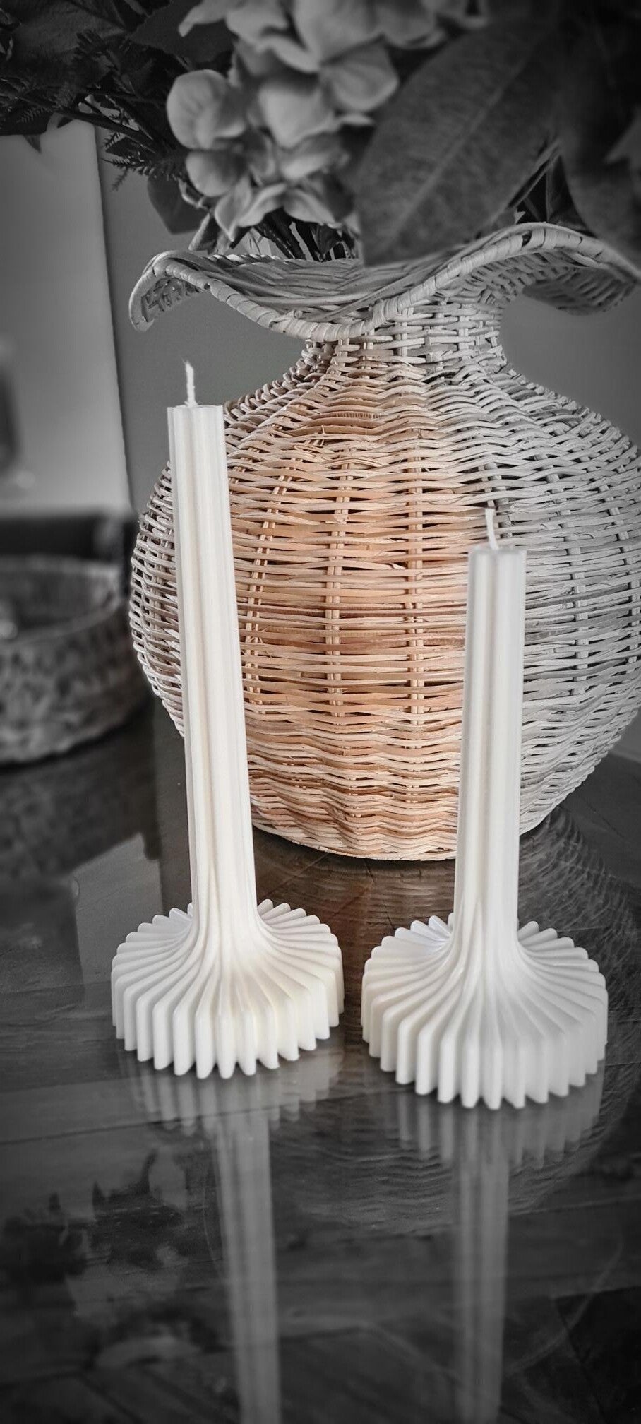 Ribbed Pillar Candle Set – Elegant Duo