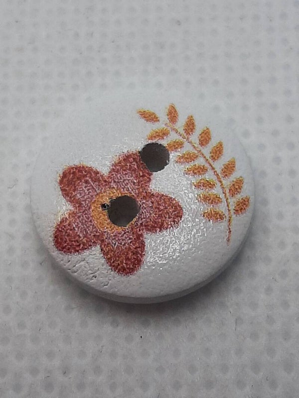 Knoop 15 mm plastic bloem bruin