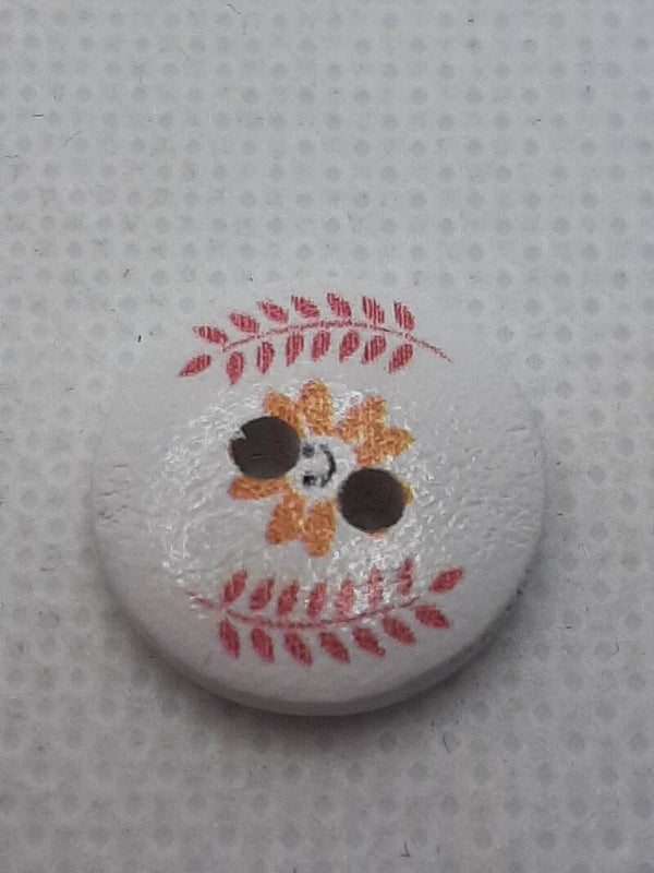 Knoop 15 mm plastic geel rood