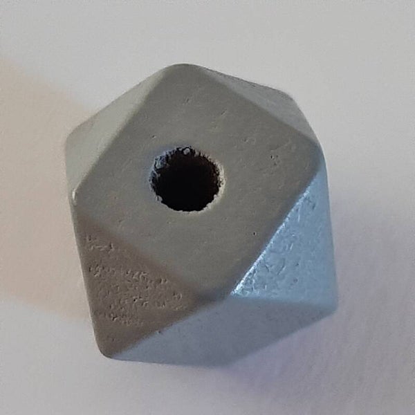 Houten hexagon kraal 12 mm grijs