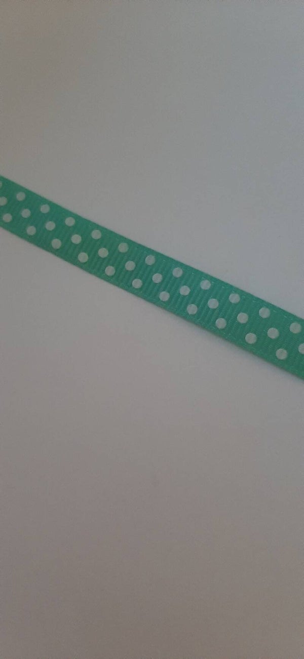 21.  Lint  mint groen witte stip 10 mm   